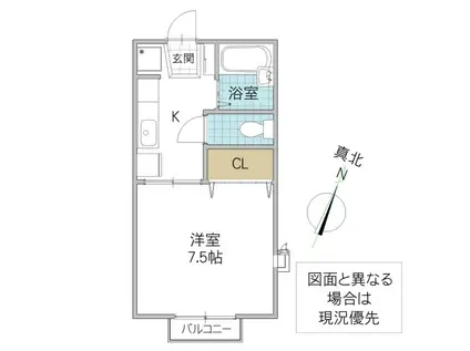 サニーヒルズ薬師台A(1K/1階)の間取り写真