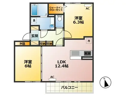 ル・ソレイユ(2LDK/3階)の間取り写真