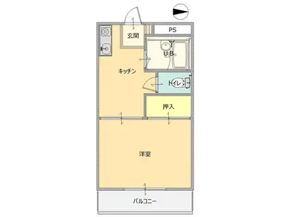 レジデンス内ヶ島(1K/2階)の間取り写真