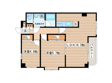 グローリアス ビュー(2LDK/3階)の間取り写真