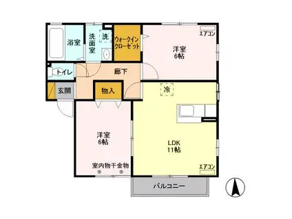 リビングタウン佐久平 F棟(2LDK/2階)の間取り写真