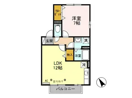 アーバンコートC 東新町(1LDK/2階)の間取り写真