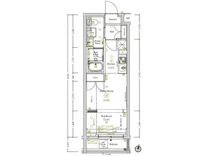 AXAS東京ウエスト練馬(1DK/3階)の間取り写真