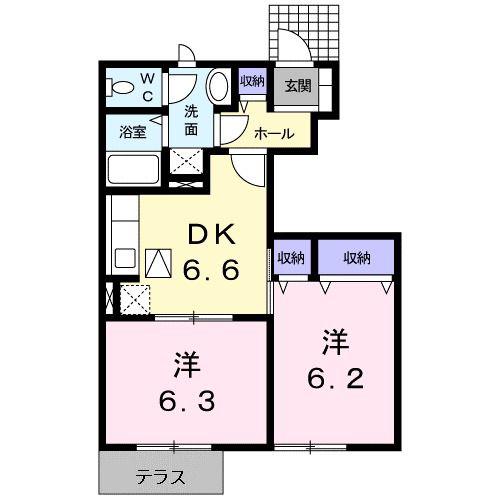サンリットB(2DK/1階)の間取り写真