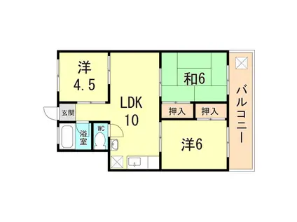 サンハイツ山口(3LDK/1階)の間取り写真
