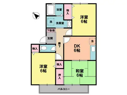 エーデルハイムD(3DK/1階)の間取り写真