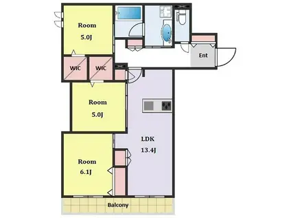 アチェーロ駒沢大学(3LDK/1階)の間取り写真