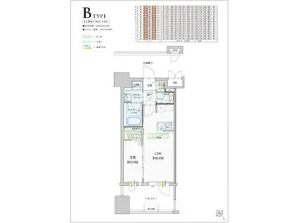 グランフォーレ千早マークスクエアイーストウイング(1LDK/7階)の間取り写真