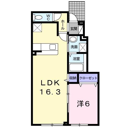 カルム ブリーズ(1LDK/1階)の間取り写真