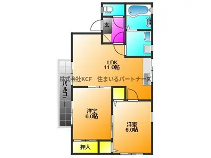 ドエリング朝妻(2LDK/2階)の間取り写真