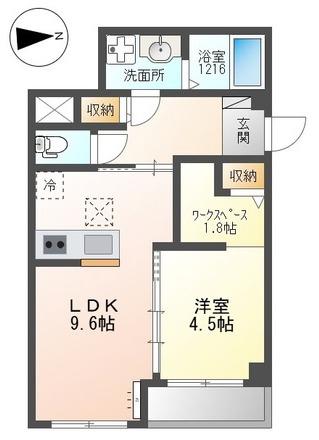 ブランキューブ南摂津(1LDK/1階)の間取り写真