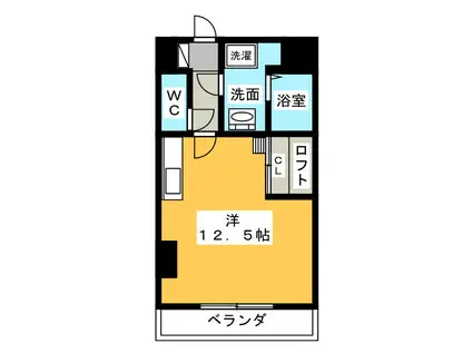 H.I.P(ワンルーム/2階)の間取り写真