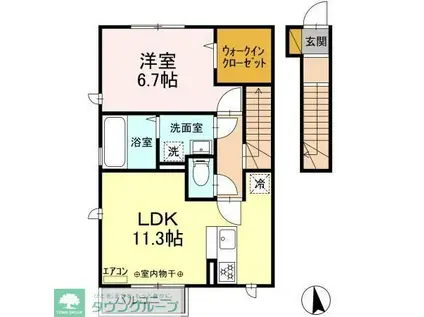 ワイズガーデン(1LDK/2階)の間取り写真