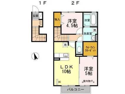 ルイティア II(2LDK/2階)の間取り写真