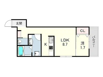 GAZELLE NOAH尼崎尾浜2(1LDK/3階)の間取り写真