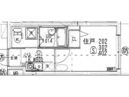 ブロッサムテラス中台(1K/2階)の間取り写真
