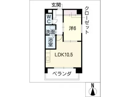 グランドベア本地(1LDK/6階)の間取り写真