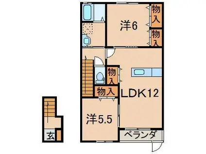 タウンコート桑折(2LDK/2階)の間取り写真