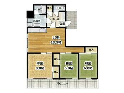 ルミウス常盤通(3LDK/4階)の間取り写真