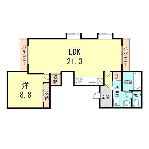 稲葉荘マンション(1LDK/5階)の間取り写真