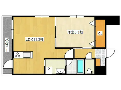 メルベーユ立花II(1LDK/4階)の間取り写真