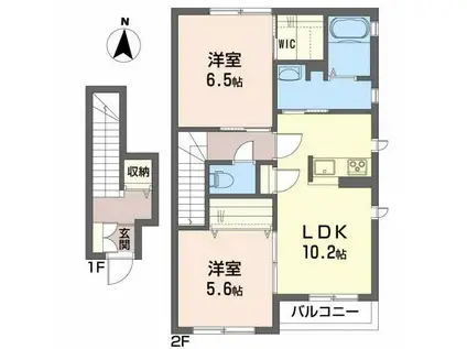 シャーメゾン グランミュウ(2LDK/2階)の間取り写真