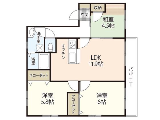 ディアスエコー(3LDK/2階)の間取り写真