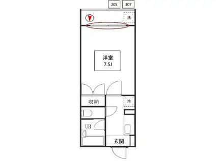 コーポ山吹(1K/3階)の間取り写真