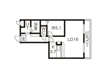 ピアッツァII(1LDK/1階)の間取り写真