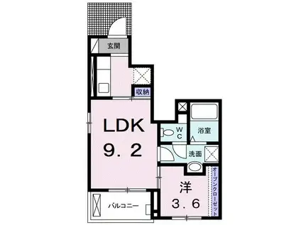 ラ.フォンテ フィールド(1LDK/1階)の間取り写真