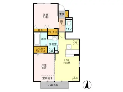 メゾンミヤビ(2LDK/1階)の間取り写真