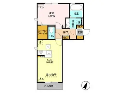 京成千原線 千葉寺駅 徒歩5分 3階建 築8年(1LDK/3階)の間取り写真