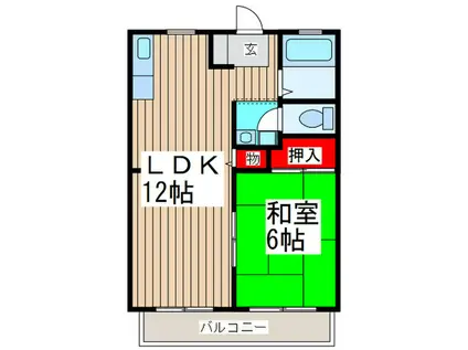 シェリール1(1LDK/2階)の間取り写真