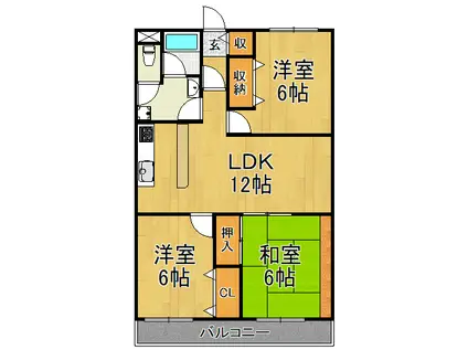 カワモヒル(3LDK/2階)の間取り写真