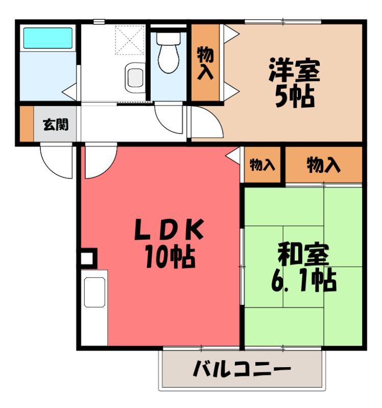 パナステージ四季の郷 D棟(2LDK/2階)の間取り写真