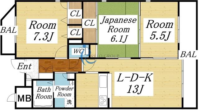 ABBEYGARDEN(3LDK/3階)の間取り写真