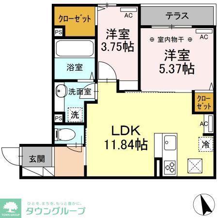 クライン(2LDK/2階)の間取り写真