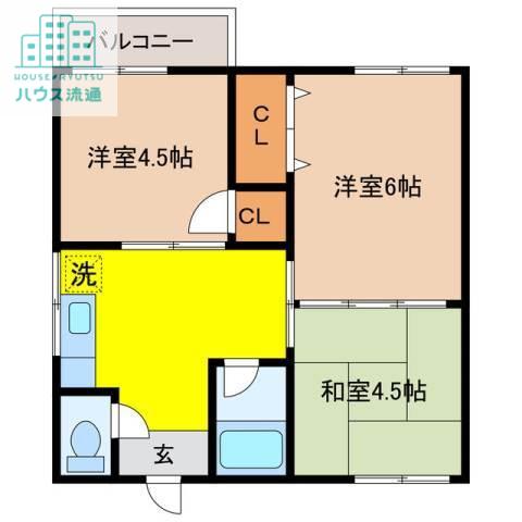 ガーデンヒルズ白木(3DK/2階)の間取り写真