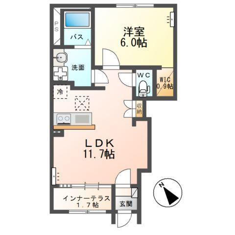 茂原町アパート(1LDK/1階)の間取り写真