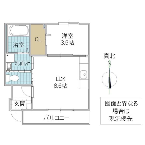 ロングパイン(1LDK/1階)の間取り写真