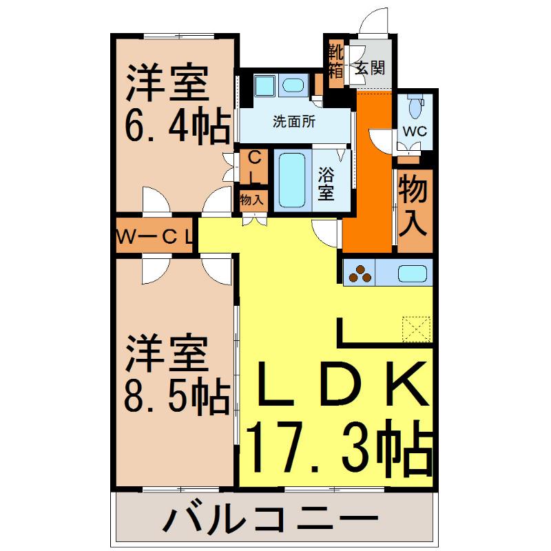 グランアベニュー名駅(2LDK/12階)の間取り写真