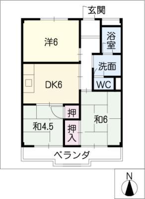 タートルヒルズ黒沢台(3DK/2階)の間取り写真
