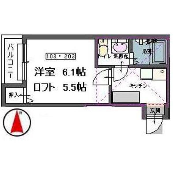 ALETTA宮町(1K/1階)の間取り写真