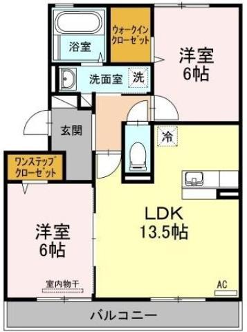 カルチェASUKA(2LDK/3階)の間取り写真