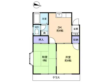 グリーンハイツA(2DK/1階)の間取り写真