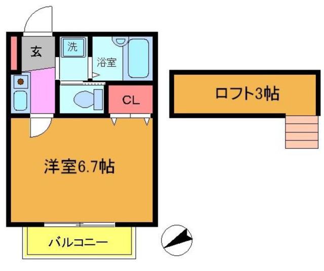 フォルス12(1K/1階)の間取り写真