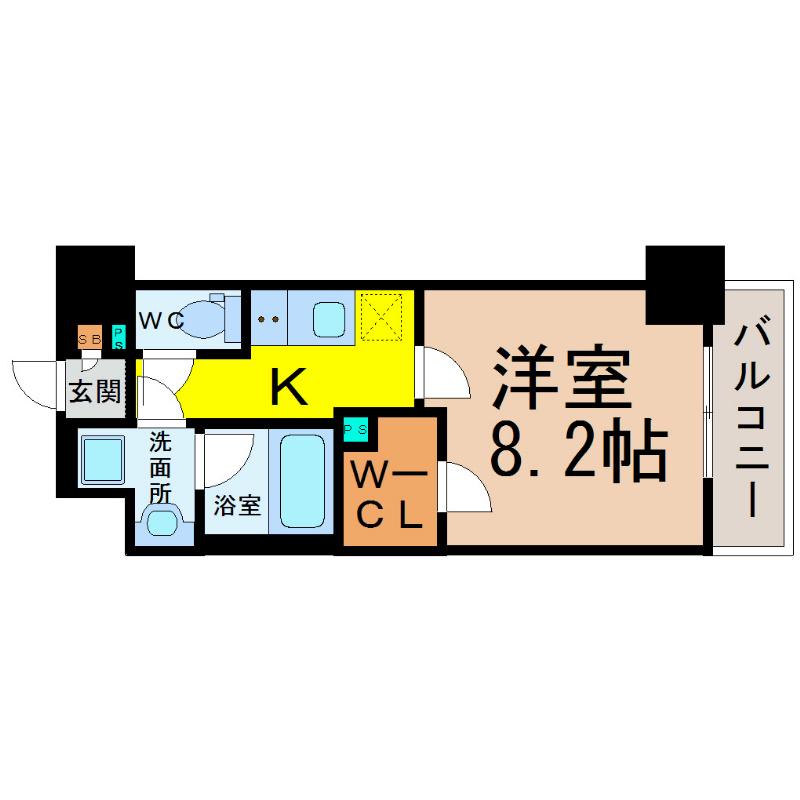 レガリア(1K/6階)の間取り写真