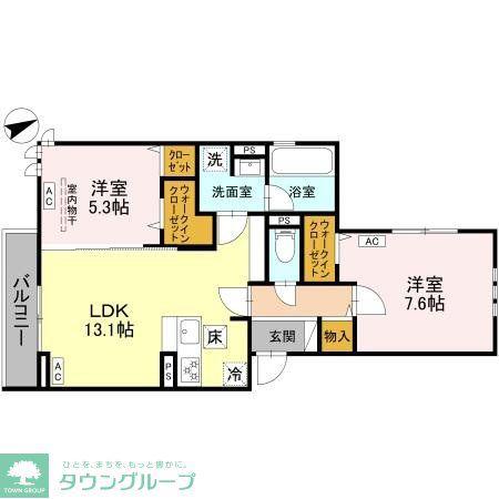 クレードルグラン(2LDK/1階)の間取り写真