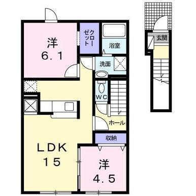 リヴィエールIII(2LDK/2階)の間取り写真