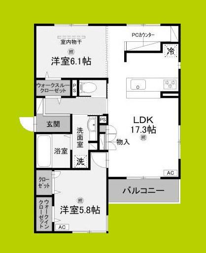 LA COEUR北島(2LDK/2階)の間取り写真